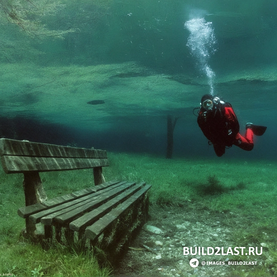 Озеро Gruner See в Австрии, подводный парк и природные достопримечательности в горах Альп.