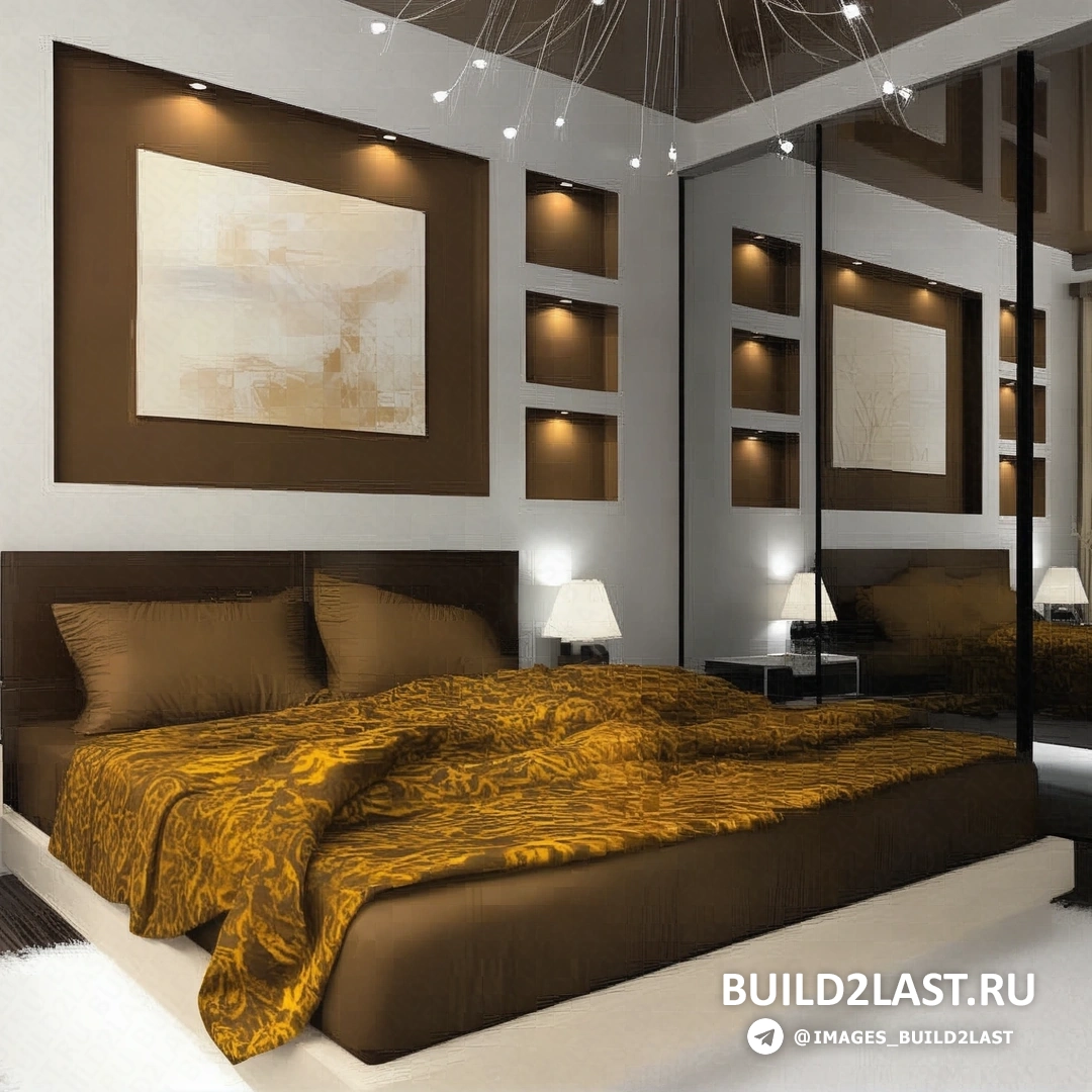 Современная спальня с минималистичным дизайном, светлая отделка, большое окно